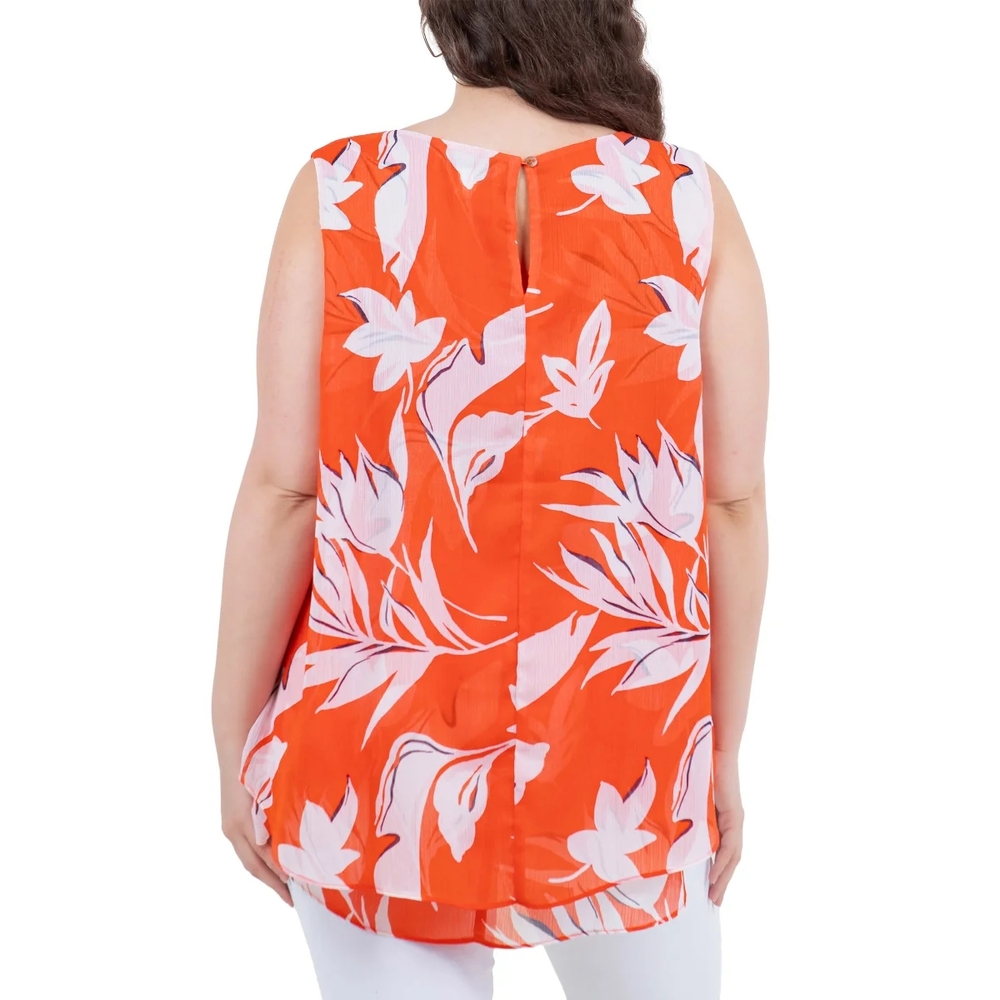Floral Orange Sleeveless Top - Picture 6 of 10